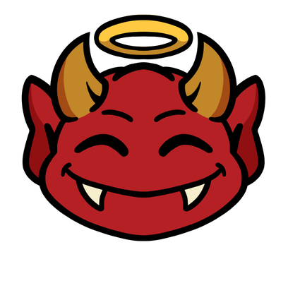 Inner Demon smiling innocently under a halo.