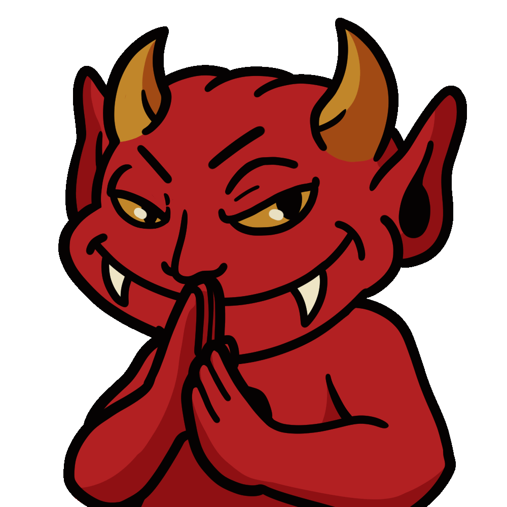 Inner Demon rubbing his hands together with a mischievous grin.