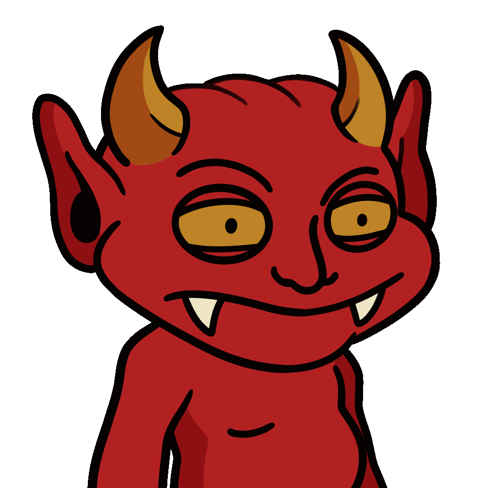 Inner Demon leaning in with a smug smile.