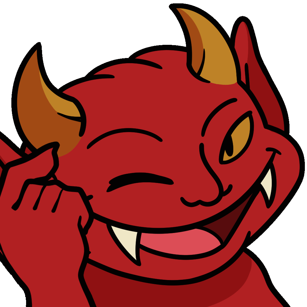 Inner Demon winking and giving a playful salute.