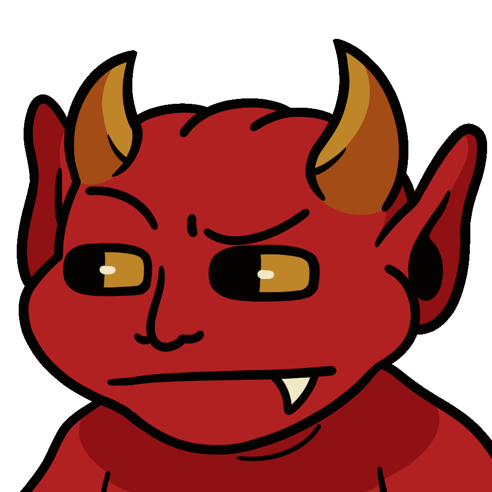 Inner Demon narrowing his eyes with a judgmental stare.